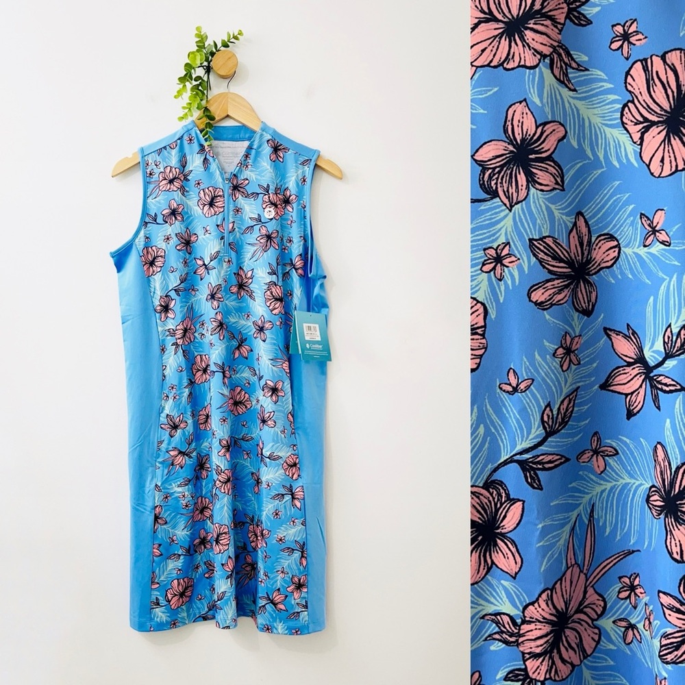 Coolibar NWT UPF 50 Backspin Blue Floral Golf Pickleball Dress